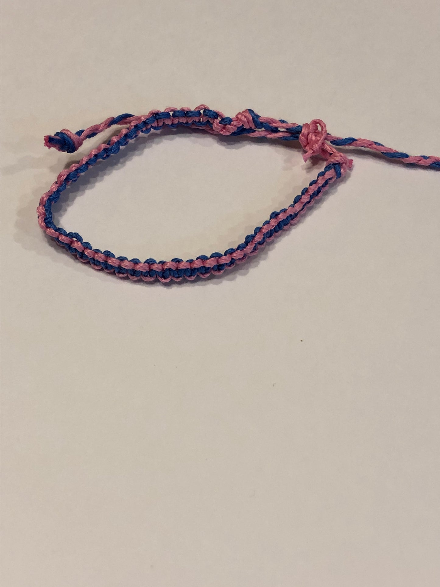 Pink and Blue Bamboo Cord Bracelet