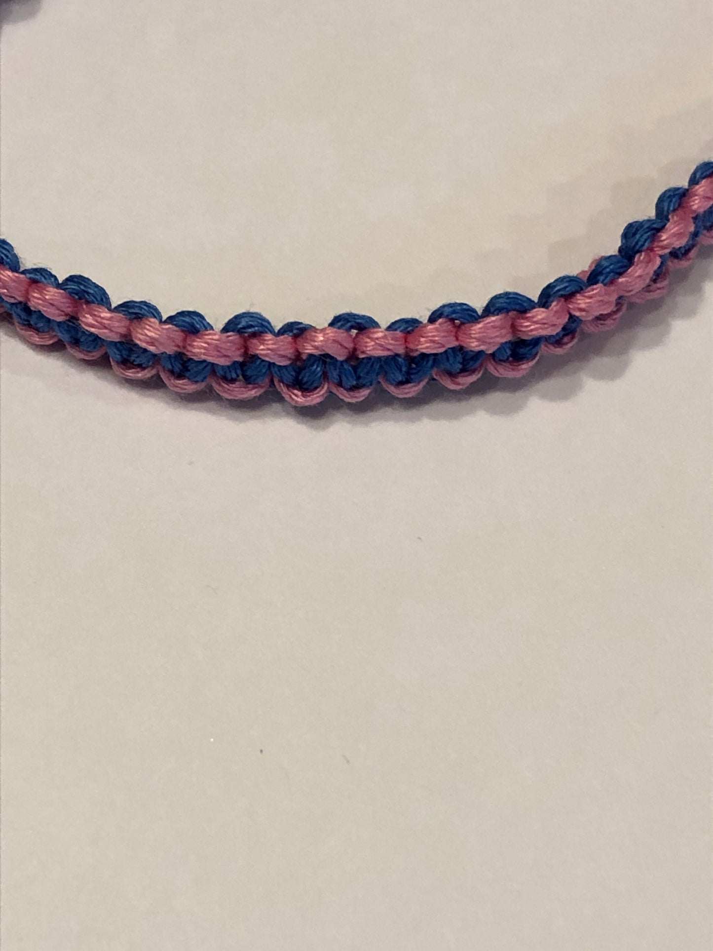 Pink and Blue Bamboo Cord Bracelet