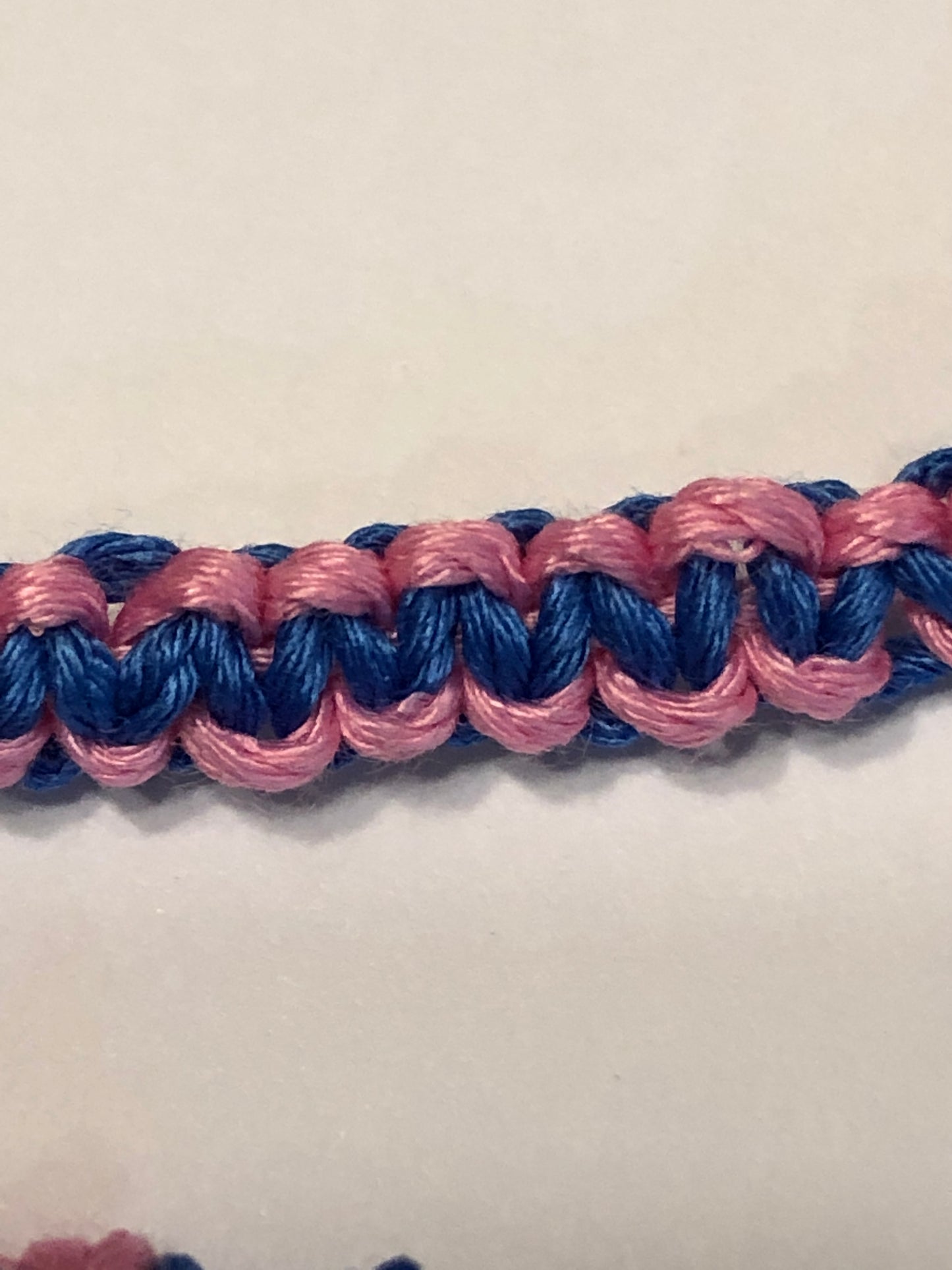 Pink and Blue Bamboo Cord Bracelet