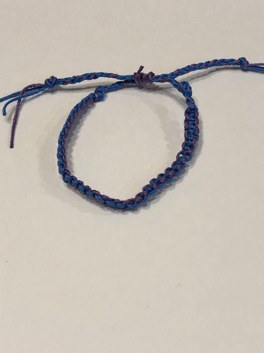 Purple and Blue Bamboo Cord Bracelet